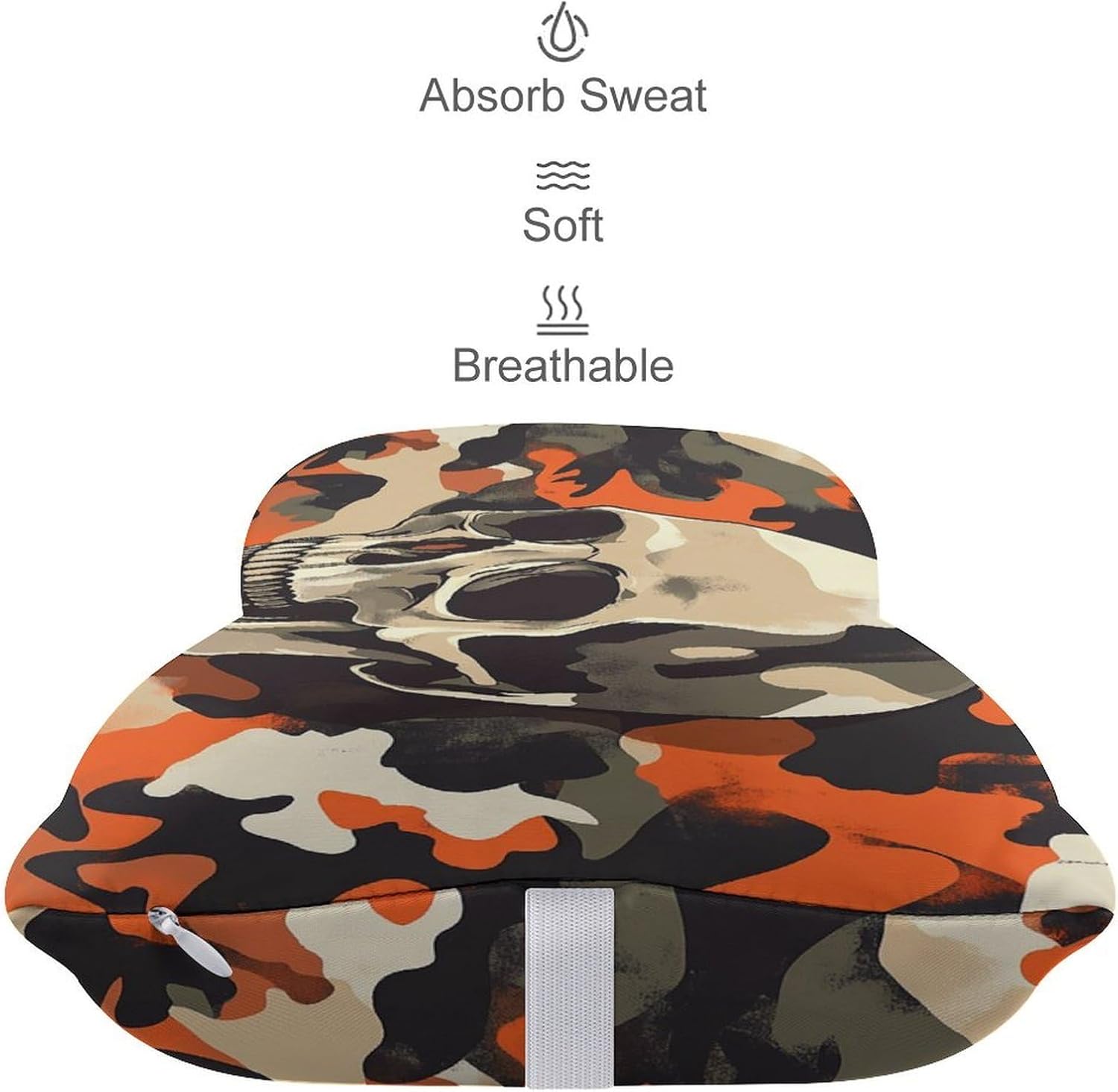 Army Camouflage Pattern with Skull Car Neck Pillows Set of 2, Travel Neck Pillows Head Rest Automobile Bone Pillow for Car Seat