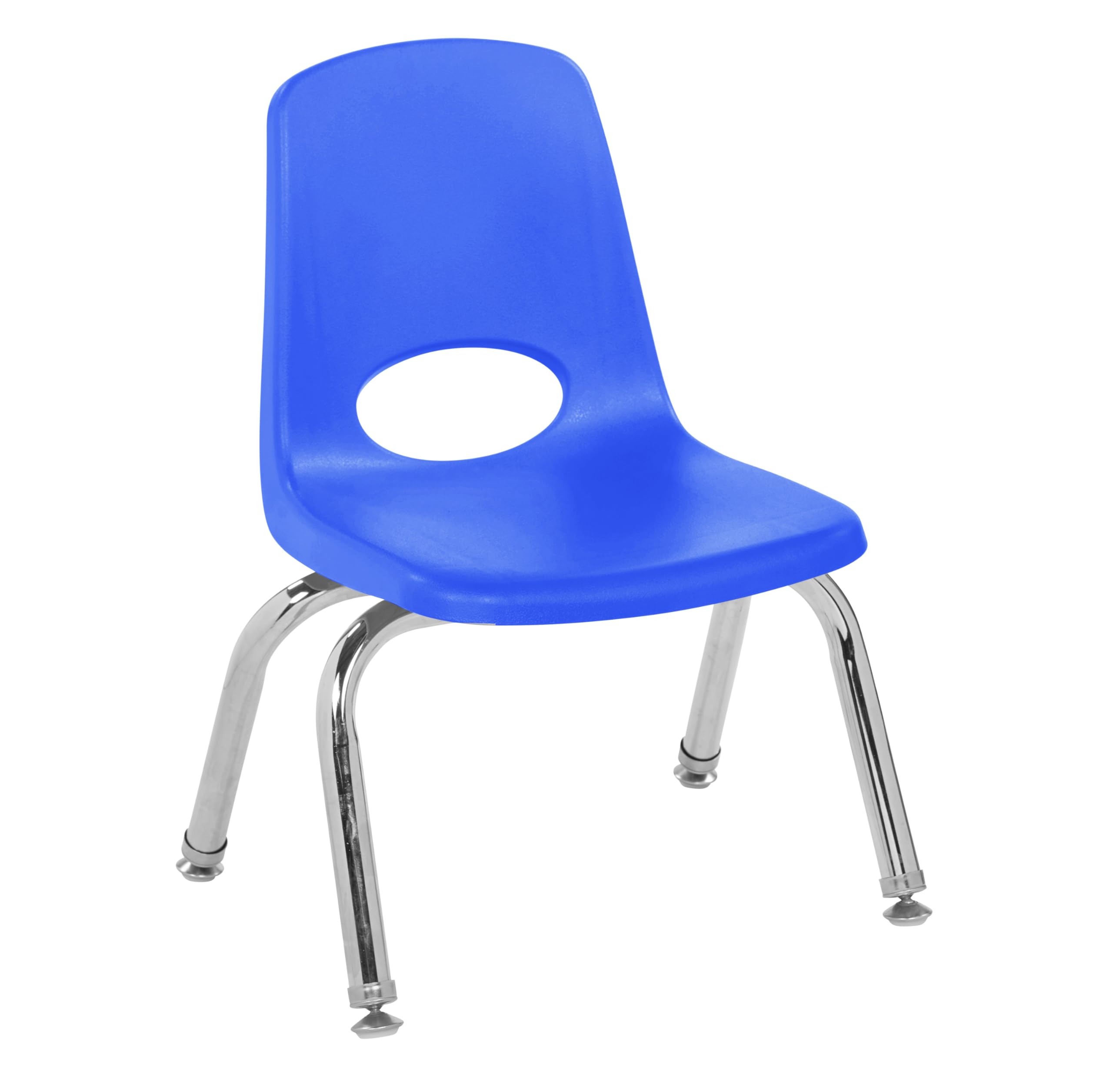 FDP 10" School Stack Chair, Stacking Student Seat with Chromed Steel Legs and Swivel Glides for Preschool, Classroom or Homeschool - Blue, 11554-BL