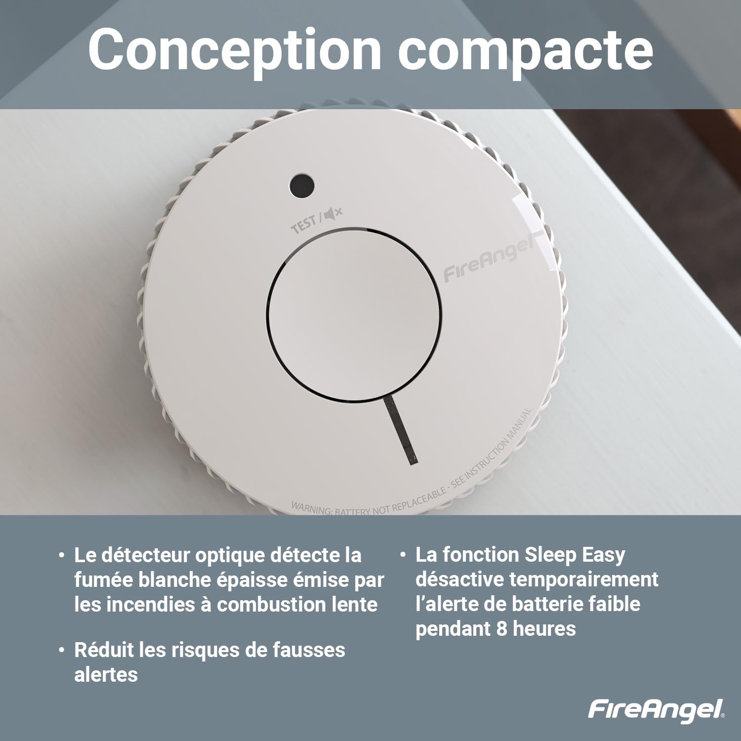 FireAngel Lot de 2 Détecteurs de Fumée Optique, Détecteur Incendie, Label Q, Bouton Test/Silence, Remplace ST-622/ST-620 – Détection Fumée Précoce, Blanc