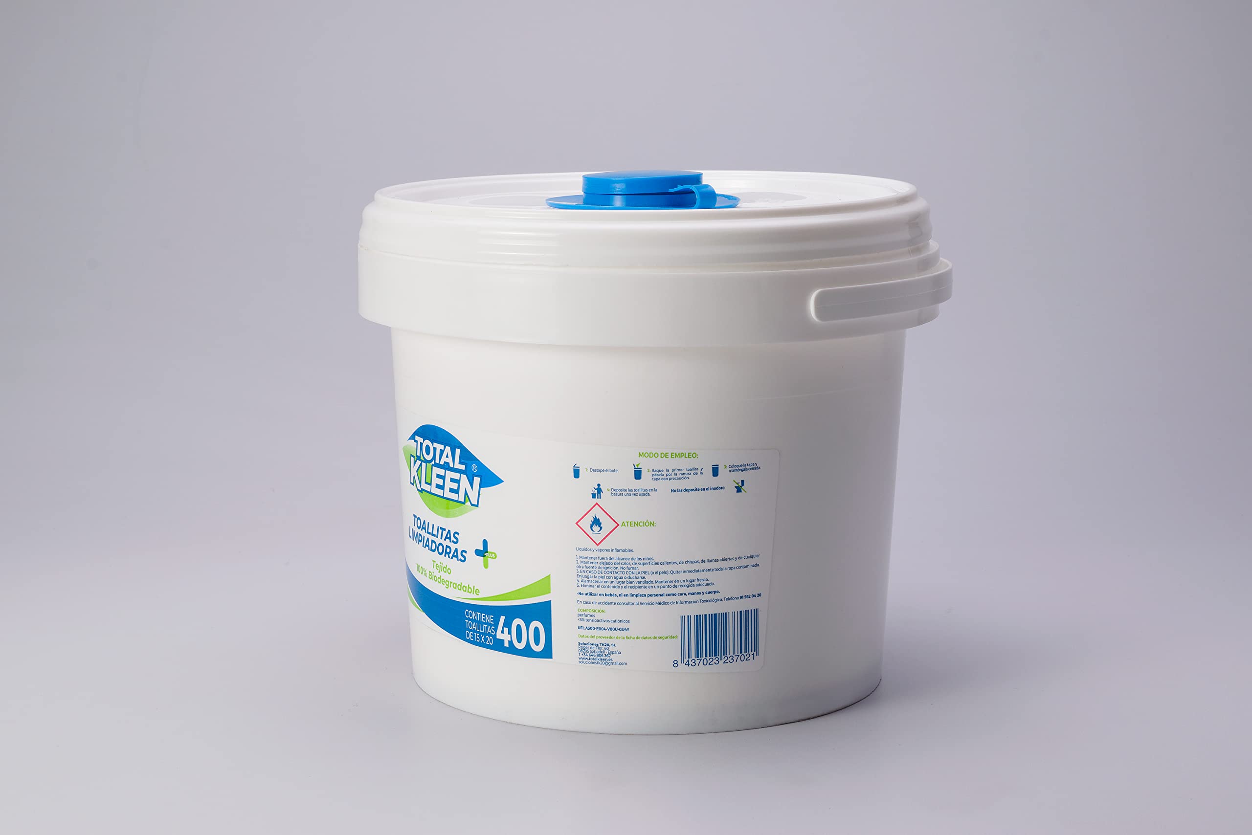 Toallitas Limpiadoras de Superficies, Biodegradable, Cubo con 400 Piezas de 15 x 20
