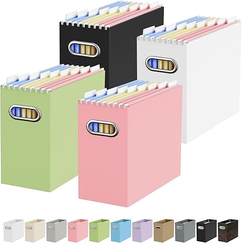 Vista 37 de Caja organizadora de archivos de cartón Oterri para carpetas de archivos colgantes tamaño carta, caja de archivos para escritorio de computadora