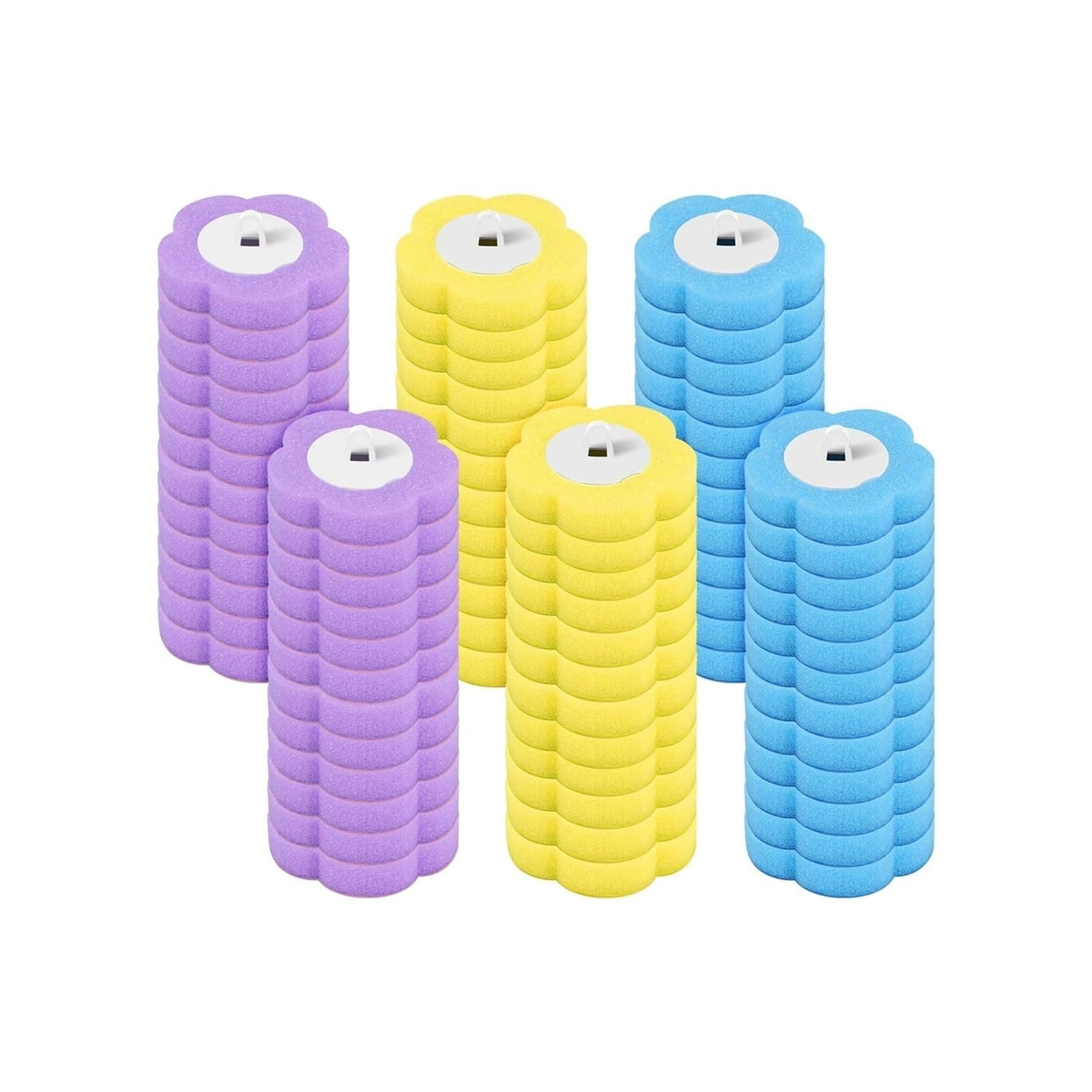 WC-Bürstengarnitur mit langem Griff, hygienisches Ersatz-Reinigungsset(Yellow 36PCS)