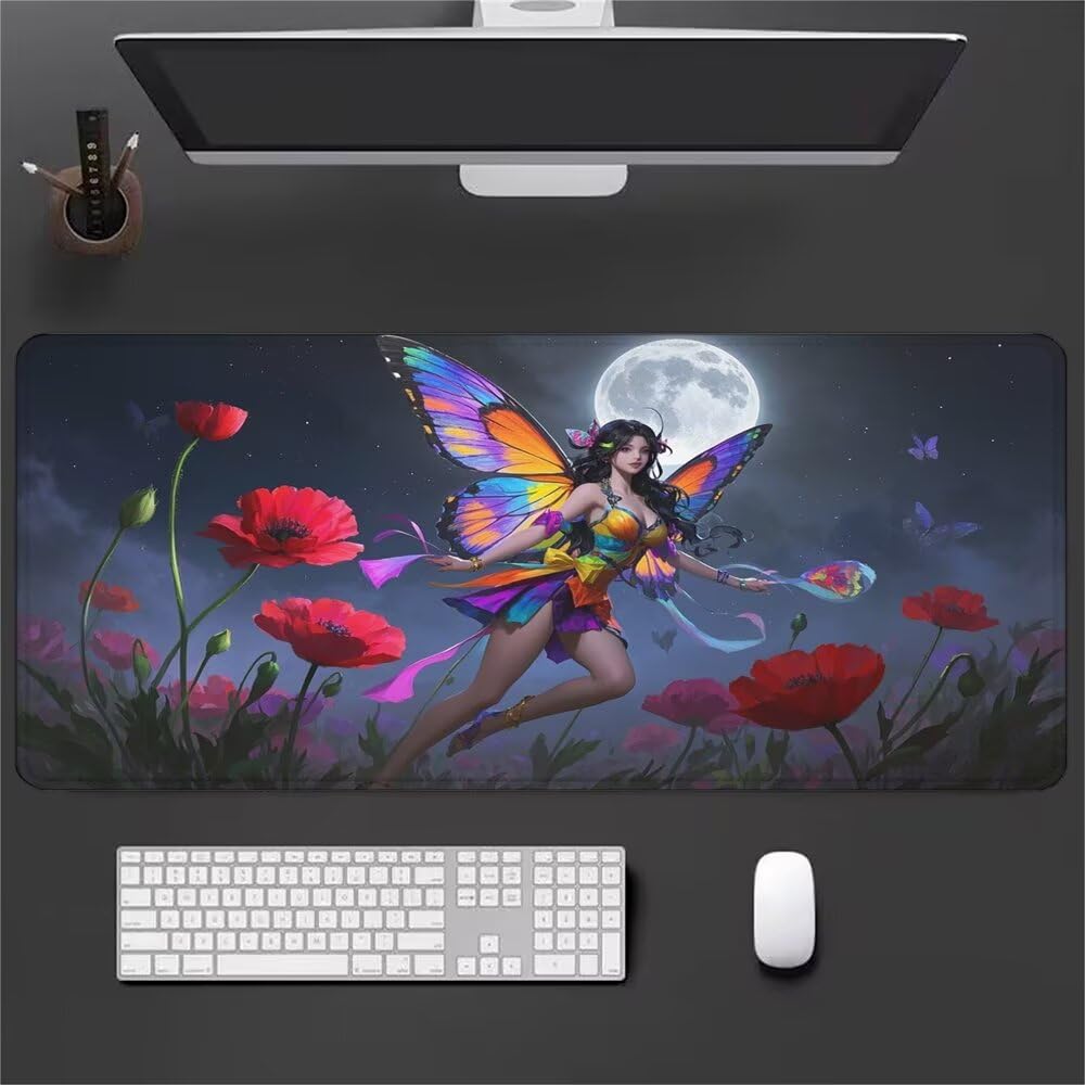Colore Tappetino Mouse XXL 1000x500x3mm, Gaming Tappetino Mouse Elfo Mousepad con Base in Impermeabile Gomma Antiscivolo per Tastiera Computer Ufficio Idea Regalo Festa del Papà e Compleanno X-956