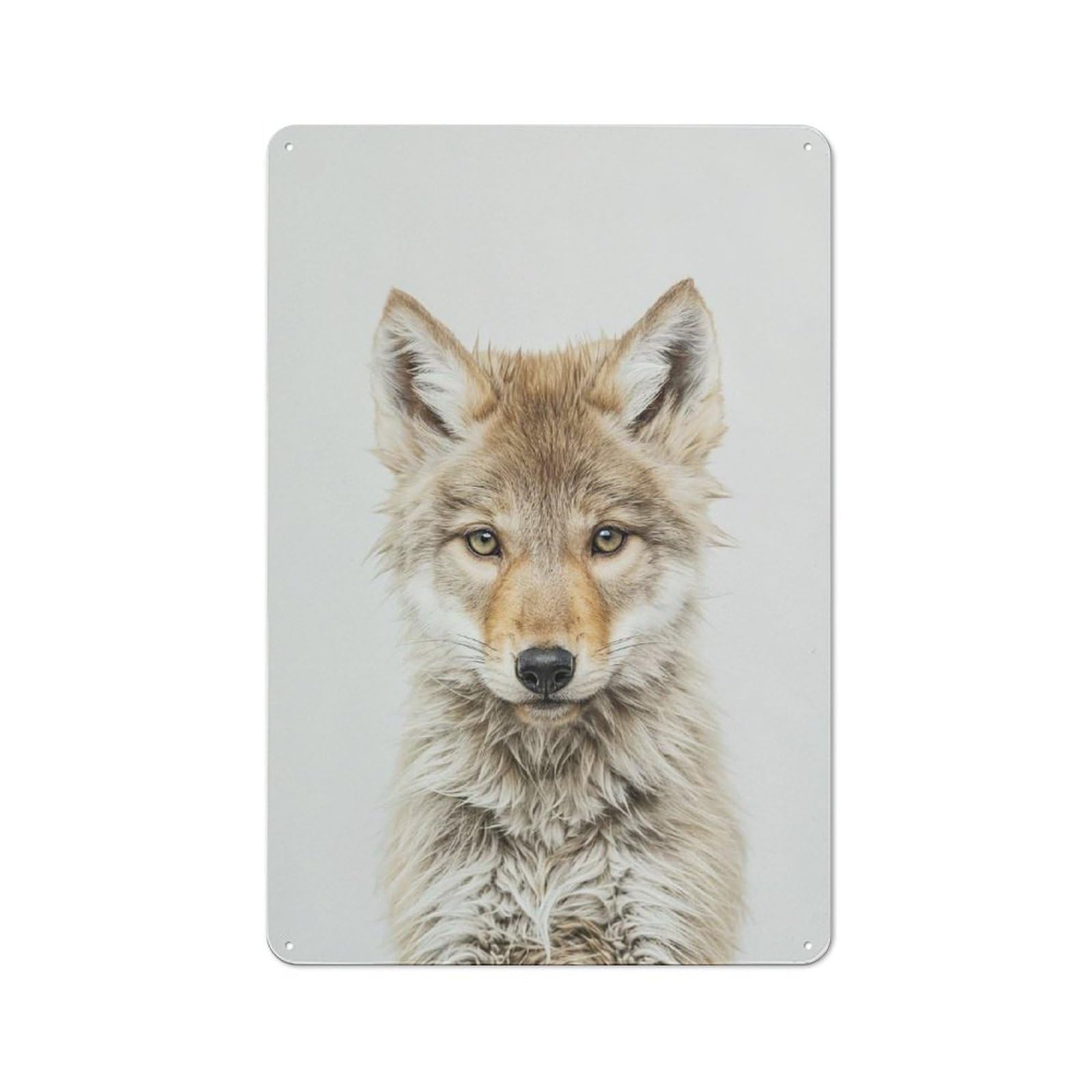 Junmoney Style-8 Bistro Style Bistro Metal Sign 30X20cm Featuring Cute Baby Wolf, Shop Wall Decor For Takeaway, Bar, Kitchen Or Counter Area