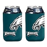 Football Can & Bottle Holder Insulator Beverage Huggie Cooler (Philadelphia (Eagles) - Collapsible Can 2-Pack Green)