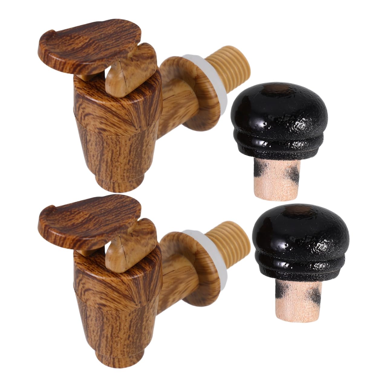 iplusmile Set di 2 rubinetti per fusti di birra in legno, plastica e rubinetti di ricambio per secchio di vino