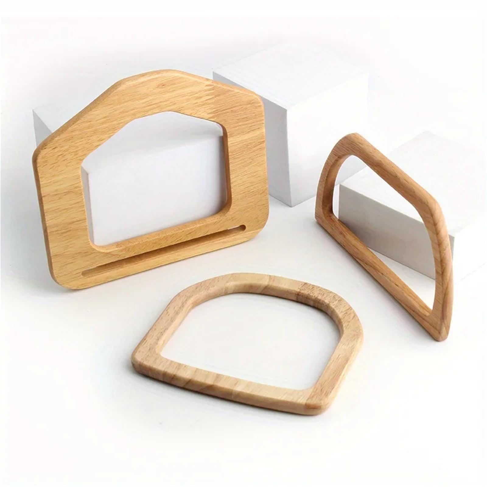 MRKU Asa de Madera para Bolso, Accesorios para Bolsos, Manualidades, Bricolaje, 2 Piezas, Repuesto de Paja Tejida para Manualidades
