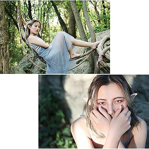 Miniatura 6 de Jiuhong Cosplay Orejas de elfo de hadas Pixie suave puntiagudo orejas consejos anime fiesta vestido hasta disfraz de Halloween elfos vampiro orejas
