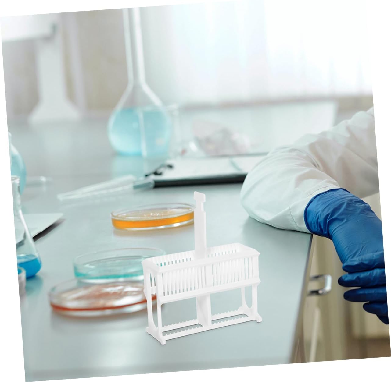 Garneck Slice Plastic Storage Rack for Microscope Slides Staining Holder for Lab Use