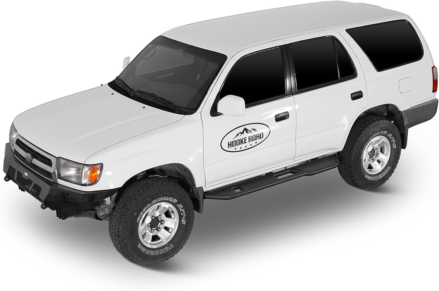 Hooke Road 96-02 4Runner Side Steps Running Boards for 1996-2002 Toyota 4Runner 3rd Gen, Sturdy Steel Offroad Rock Slider Rail Nerf Bars with Kick-Out & Non-Slip Step Pads