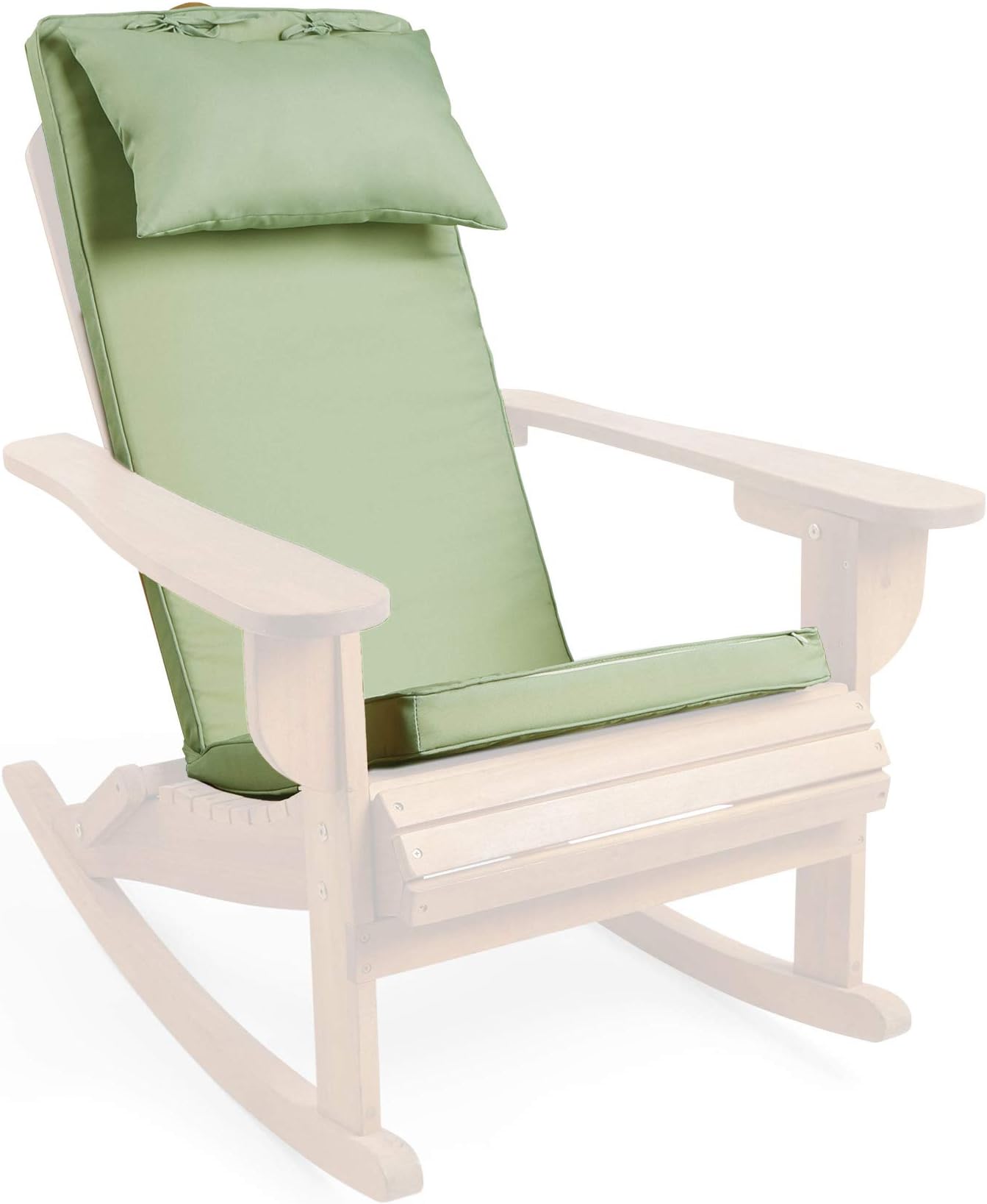 VonHaus Adirondack Garden Chair Cushion โ Outdoor Seat Pad with Ties & Headrest, 122cm x 43cm x 5cm, Padded Cushion with Water Resistant, Washable & Removable Cover, Lightweight & Comfy โ Green