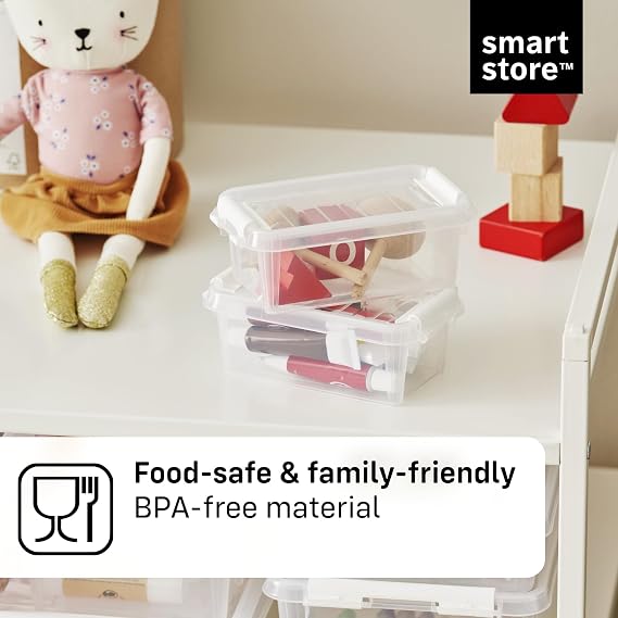 SmartStore - 10x Small Plastic Storage Box with Lid 0.3L (15x9x6cm) |Storage Drawers|Food-Safe Material| Tiny Organisation|BPA-Free|Durable Mini Container for Home & Office|