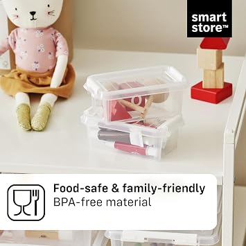 SmartStore - 10x Small Plastic Storage Box with Lid 0.3L (15x9x6cm) |Storage Drawers|Food-Safe Material| Tiny Organisation|BPA-Free|Durable Mini Container for Home & Office|