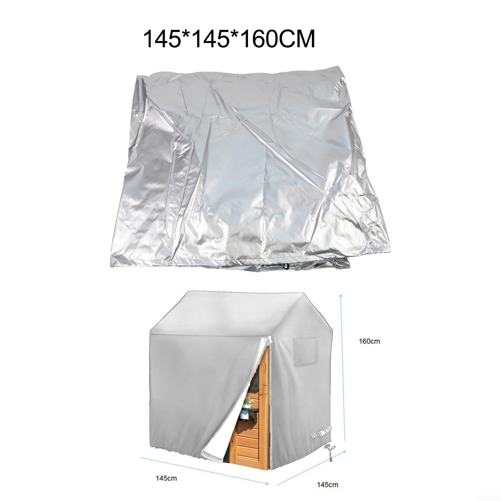 Housse de protection d'extérieur pour enfants en tissu Oxford 210D imperméable et coupe-vent avec cordon de serrage réglable en bas et fermeture éclair latérale (145 x 145 x 160 cm)