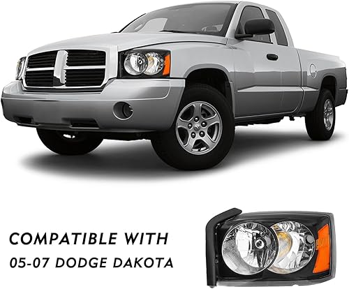 Miniatura 10 de TUSDAR Conjunto de faros delanteros compatible con Dodge Dakota 2005-2007 halógeno de repuesto para el lado del pasajero y del conductor, carcasa