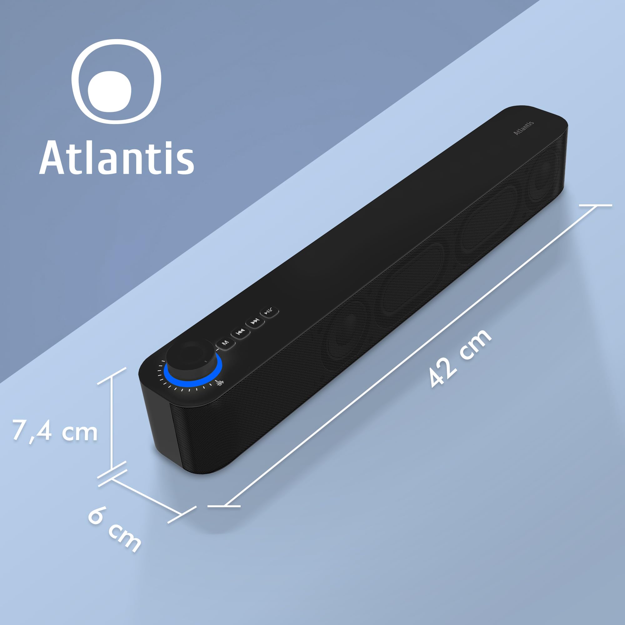 ATLANTIS Soundbar PC 20 W Bluetooth 5.3 Radio FM Noir 420 x 60 x 74 mm