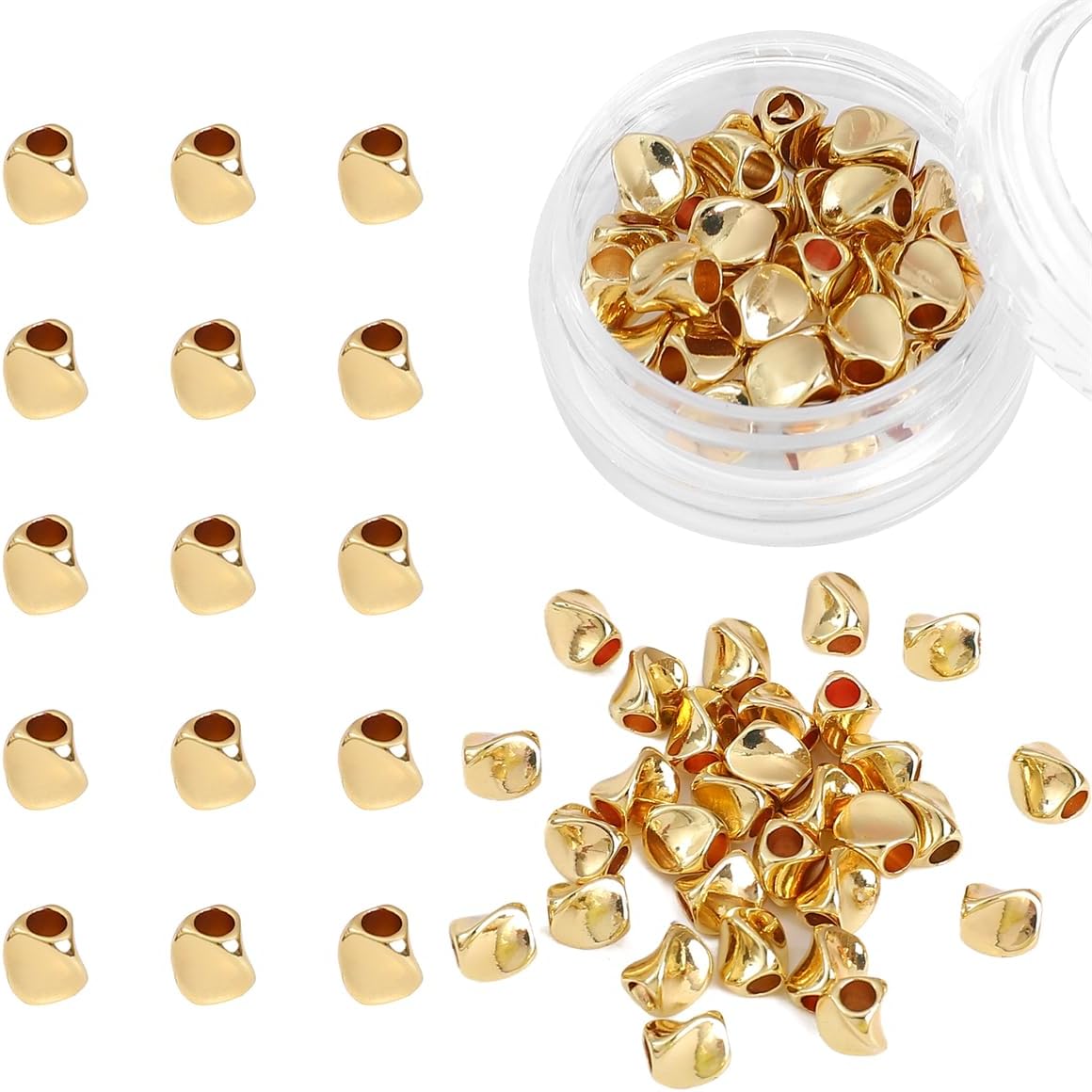 14K Gold Plated Twisted Spacer Beads 4x5mm 30pcs for Jewelry Making Findings Non Tarnish - Image 7