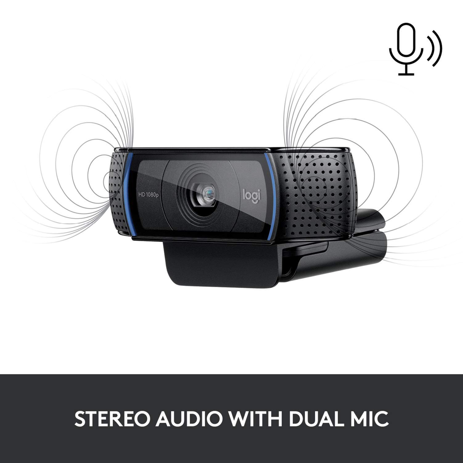 Logitech, Webcam C920 HD Pro, appels et enregistrement vidéo Full HD 1080p, double audio stéréo, jeux en streaming, deux microphones, petit, agile, réglable, noir (renouvelée)