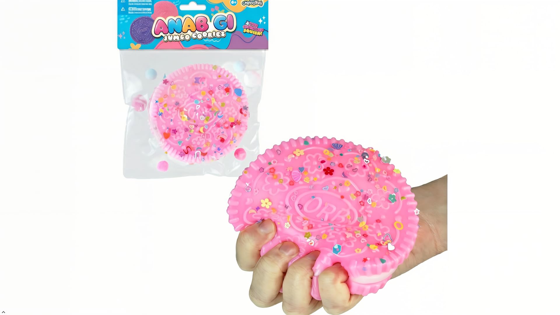 Sticky Cookie Squishies Fidget Toy, Large Black Stress Ball with Colorful Sprinkles, Squeeze Toy for Adults and Autism, 1 Pack (Orange)-image-43