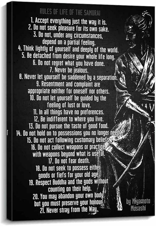 Miyamoto Musashi Poster Framed Life Rules Wall Art Quotes