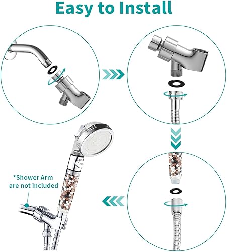 Miniatura 5 de MIAOHUI Zenbody - Cabezal de ducha con cuentas de filtro, cabezal de ducha de 3 modos con interruptor de encendido y apagado, cabezal de ducha Cromo