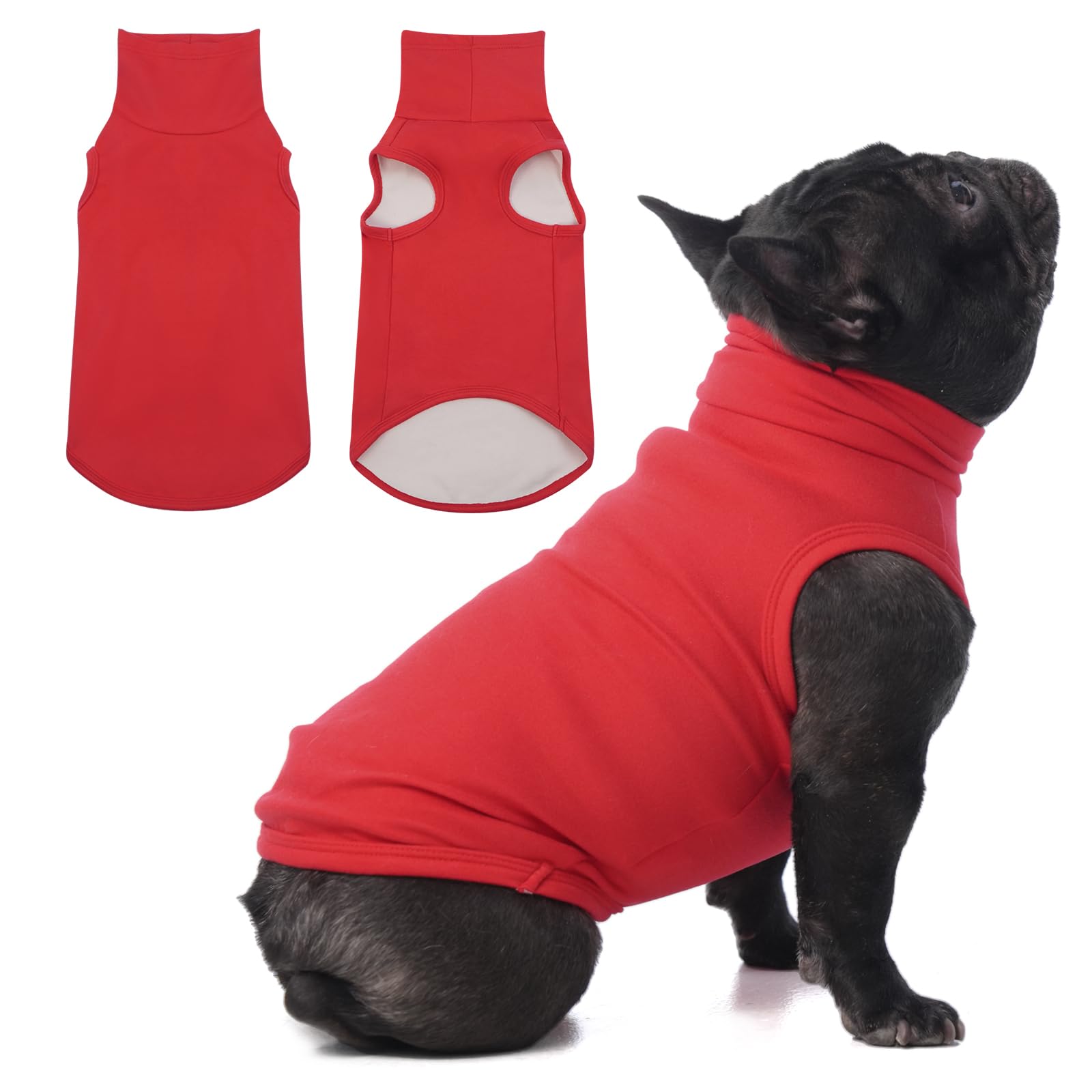 IECOii Small Dog Jumper,Stretch Fleece Vest - Red, Medium โ image 1