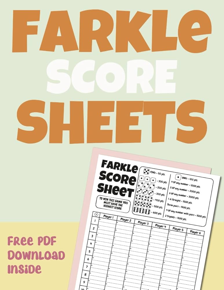 Farkle Score Sheets: Fun and Convenient Game Tracking with Free Printable PDF: Publishing, Ish: Amazon.com: Books farkle-score-sheets-fun-and-convenient-game-tracking-with-free-printable-pdf-publishing-ish-amazon-com-books