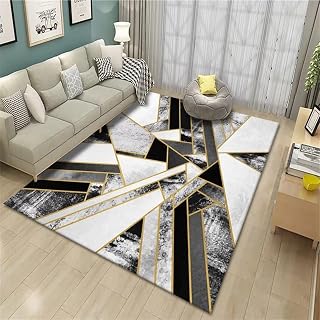 RUGMRZ Decoración De Habitación Alfombras Puerta Entrada La decoración de líneas Amarillas de alfombras Grises y Negras se Puede Usar Durante Muchos años. 120X160CM