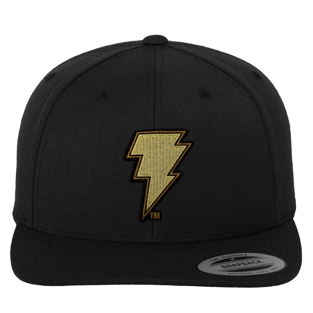 Black AdamOfficially Licensed Lightning Patch Snapback Cap Premium Snapback Cap (Black), One Size