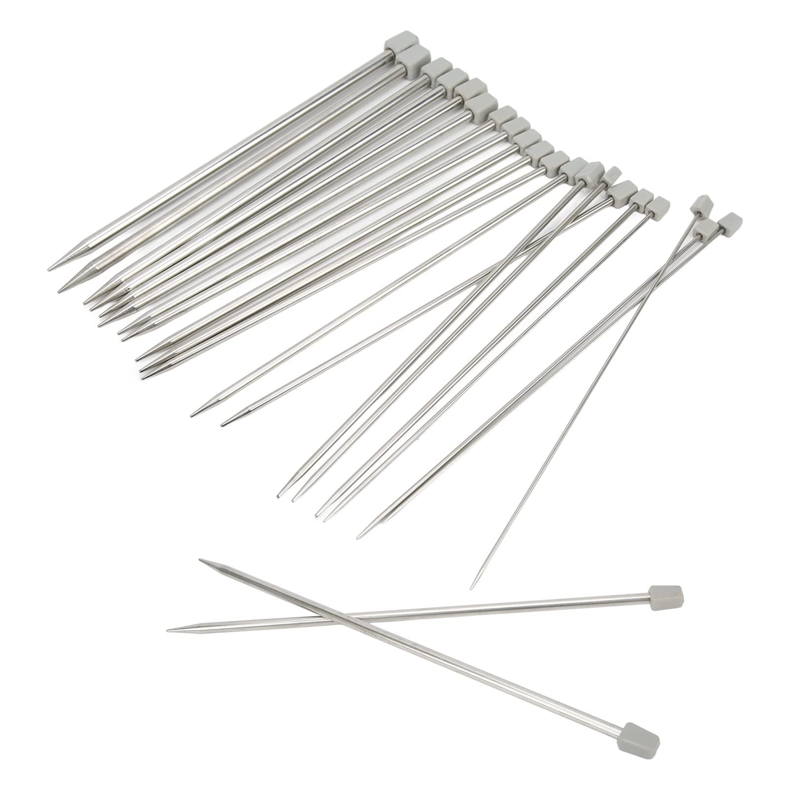 22Pcs Set di Aghi da Maglia in Metallo Lucido 25cm in Acciaio Inossidabile, Knit Weave Craft Strumenti per Cucire Fai da Te Aghi da Maglia Artigianali per Calze, Sciarpe, a Maglia