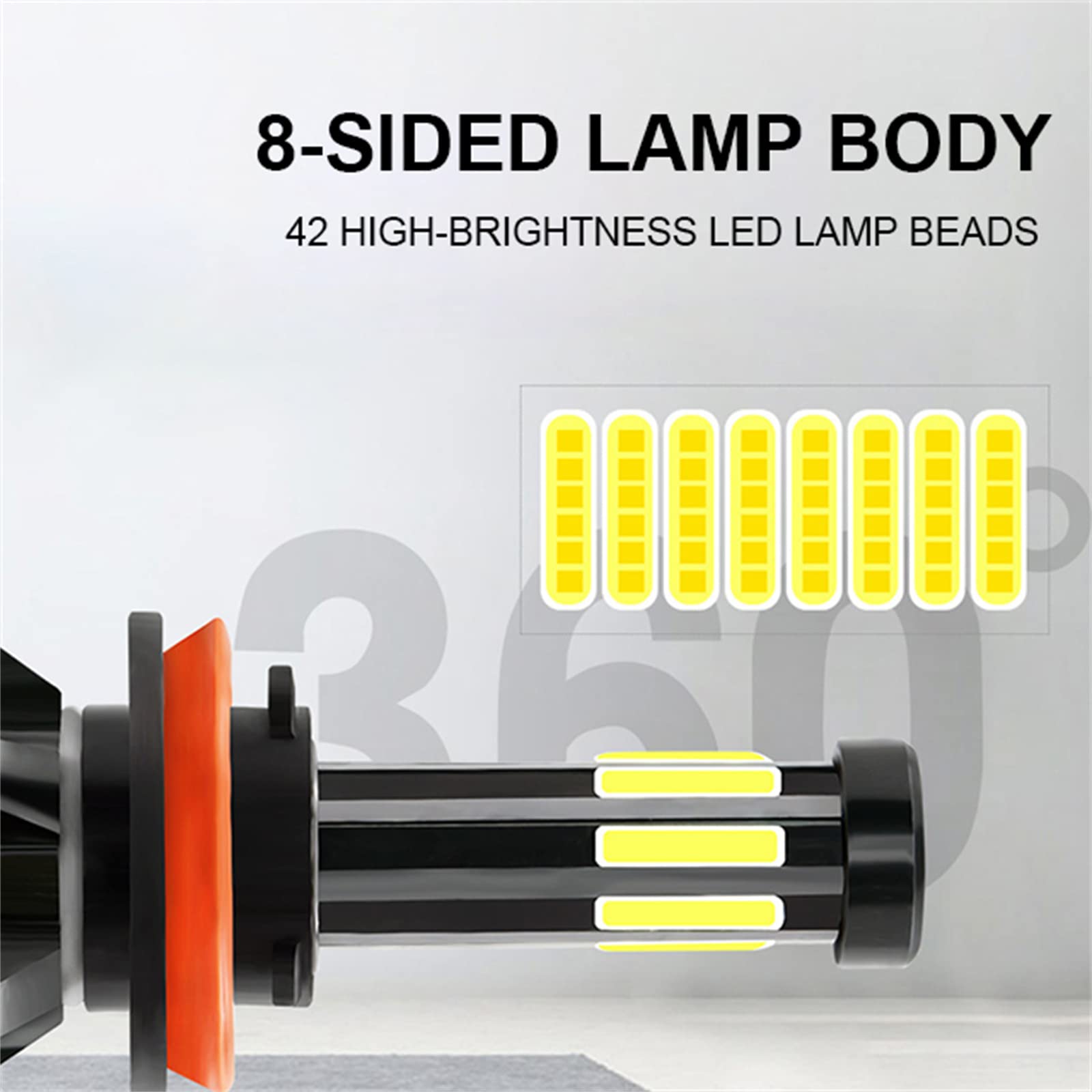 Faro A LED, Otto Lati 360 Luce 130W 12000 Lumen Lampadine Per Fari A LED Più Luminose, Kit Di Conversione LED Super Luminoso 6000K A Fascio Alto Anabbagliante, Confezione Da 2,H4