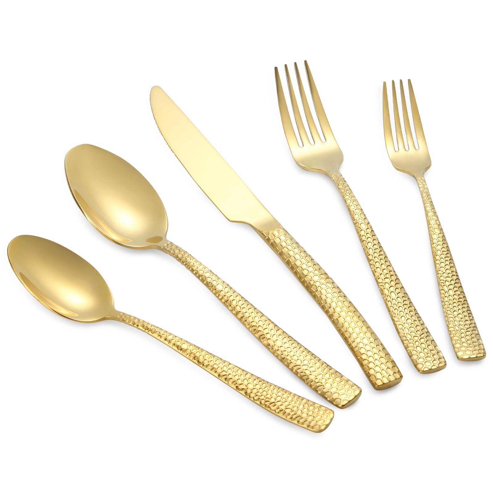 Photo 1 of 20-Piece Gold Heavy Duty 18/10 Stainless Steel Flatware Set, 4 Place Setting Including Knife, Fork, Spoon, Dishwasher Safe