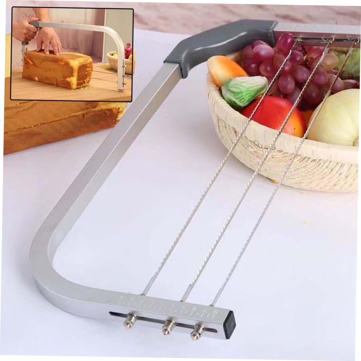 TOPBATHY Niveleur à Gâteau 14 Pouces Alliage D'aluminium 3 Lames Anti-dérapant Découpe Précise