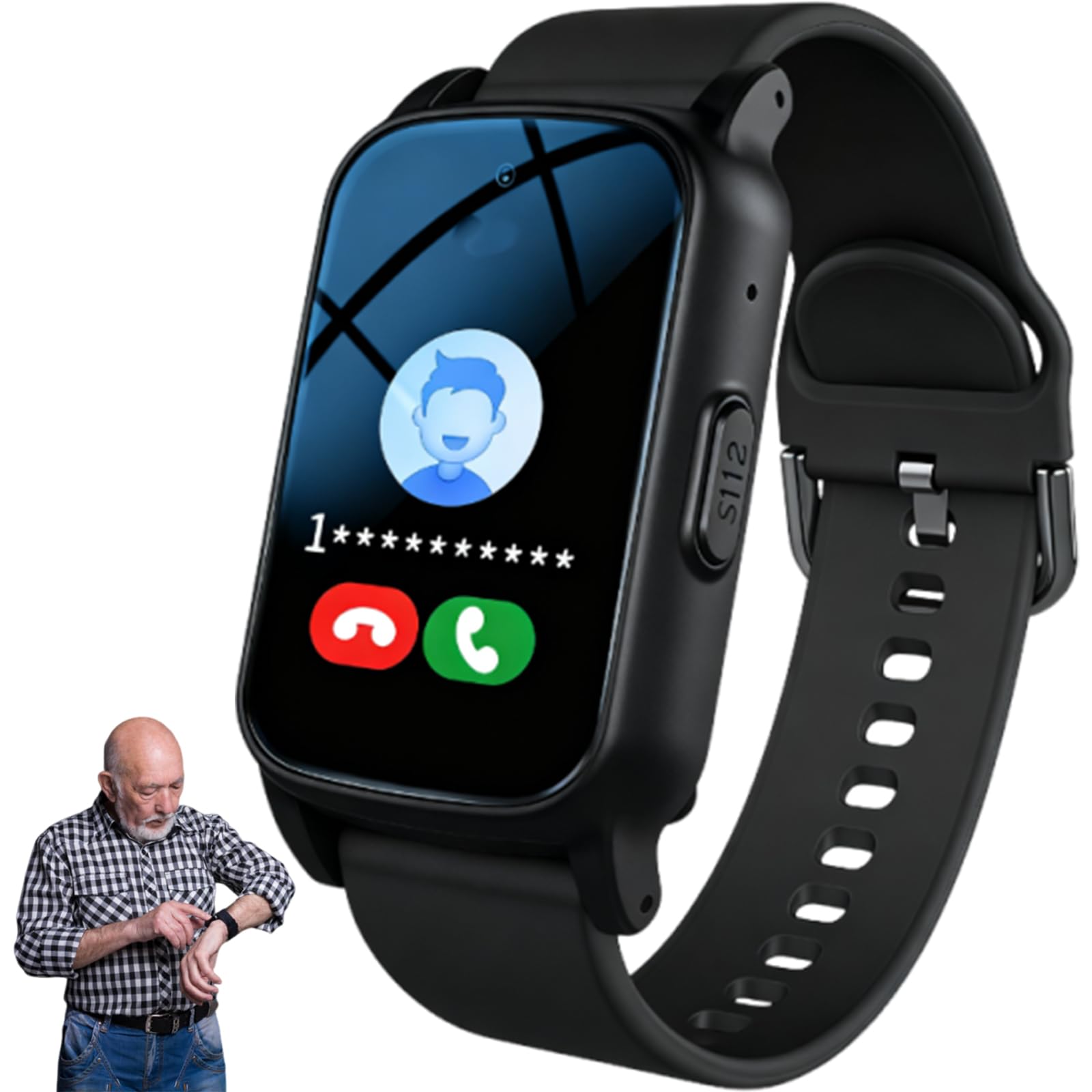 Montre intelligente avec détection de chute pour senior avec appel SOS et GPS, montre de sécurité pour personnes âgées pour homme et femme, bracelet d'alerte d'urgence pour Thanksgiving, Halloween