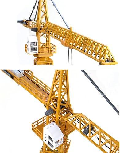Miniatura 6 de Modelo de grúa torre fundida a presión de aleación 150, modelo de vehículos de construcción de grúa de simulación, juguete giratorio de 360 grados,