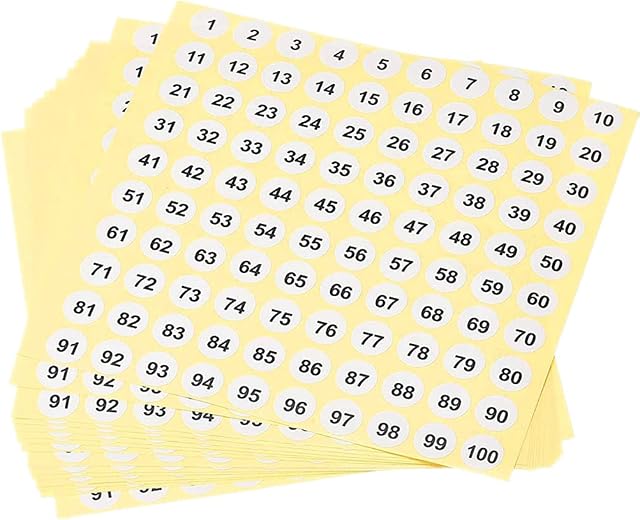 25 Sheets Consecutive Number Stickers 1 to 100 Number PVC Labels 0.4 inch Self Adhesive Small Round Labels for Inventory Storage Organizing Boxes by Morices