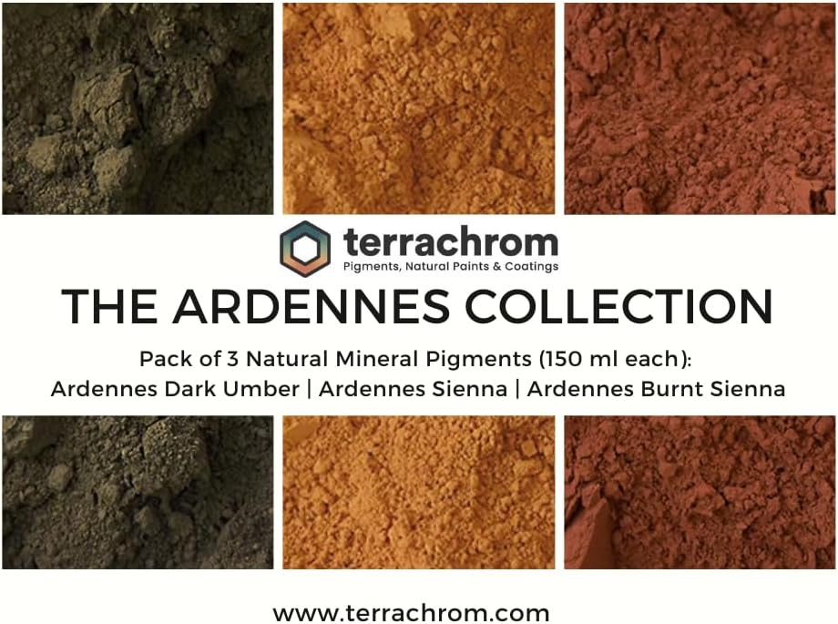 Miniatura 2 de colorare The ARDENNES Collection - Paquete de 3 pigmentos minerales naturales (5.1 fl oz  5OZ EA) Ardennes Dark Umber  Ardennes Sienna  Ardennes