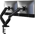 Support de bras de double moniteur ergonomique pour les écrans doubles 20lbs, Ressort à gaz réglable, en mouvement complet, VESA Montage, gestion des câbles, Space Sauver