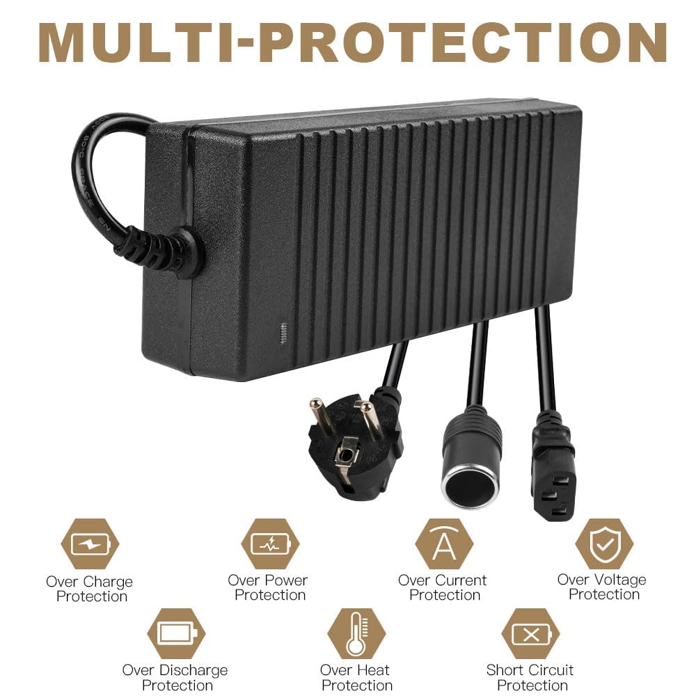 Convertitore da 240V a 12V Adattatore, Alimentatore AC a DC Adattatore, 12V 15A 180W Convertitore di alimentazione, per Pompa Aria per Auto, Aspirapolvere per Auto Frigorifero