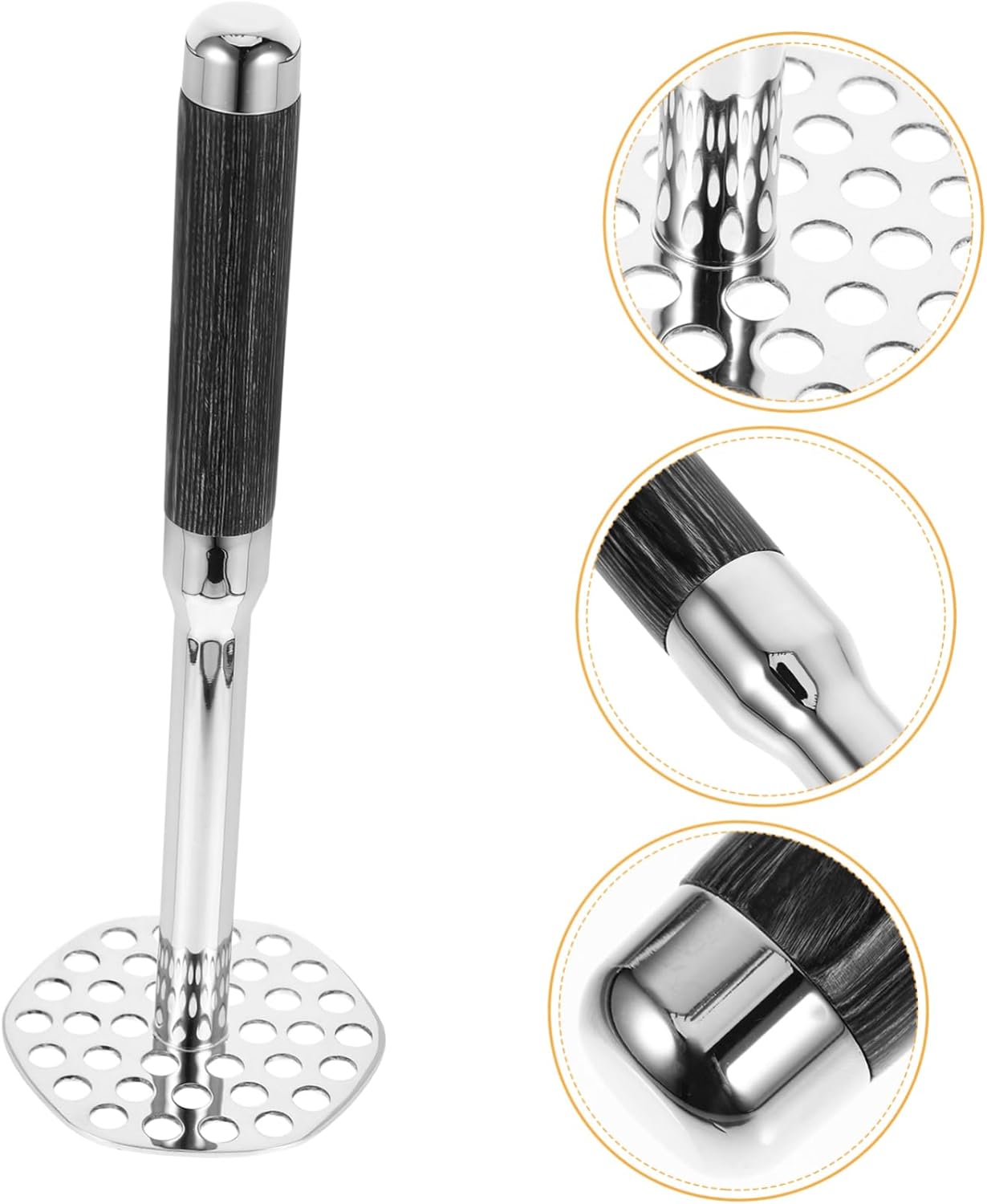 Stainless Steel Potato Masher Ergonomic Handle Food Press for Mashing Potatoes Vegetables Fruits Essential Kitchen Tool for Home Professional Use