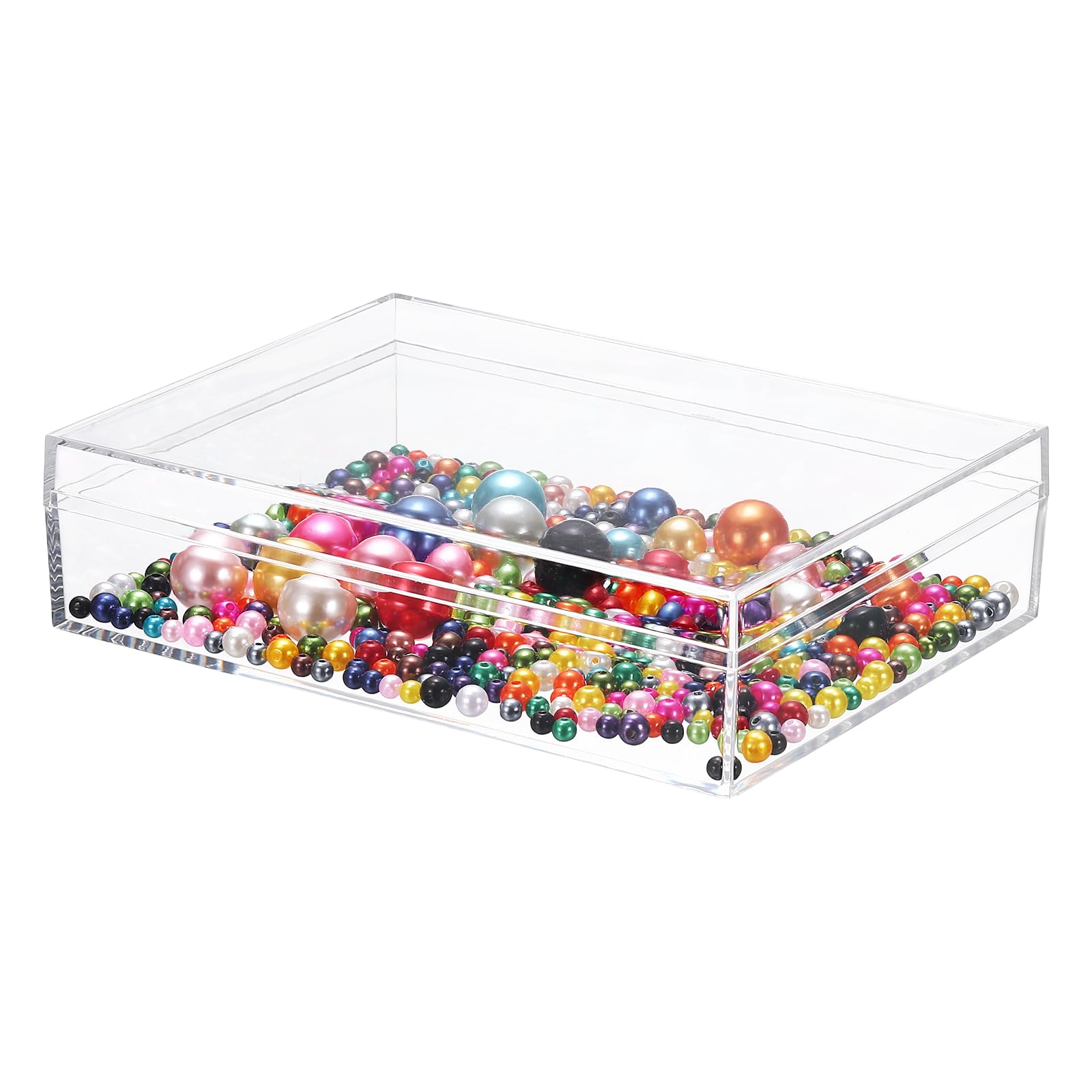 sourcing map 1 Pcs Acrylic Box with Lid, 7.9" x 5.9" x 2" Decorative Storage Box Jewelry Display Case for Store Snacks Candies, Wedding Festival Party Gifts, Clear(Rectangle)