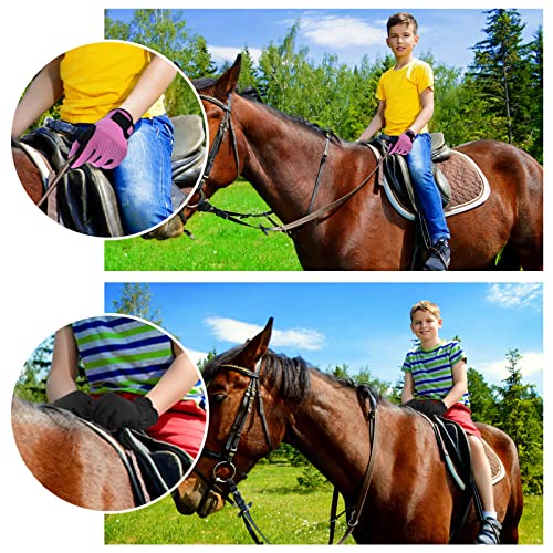 Liliful 2 Pairs Kids Horse Riding Gloves Children Equestrian Kids Gloves Horse Riding Gear Child Horseback Bike Gardening Boys Girls Mittens Youth Outdoor Mitts #TOP5