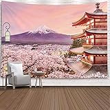 Jacrane Cherry Blossom Tapestry Wall Tapestry,Mountains Floral Tapestry 80' L X 60' W Inch...