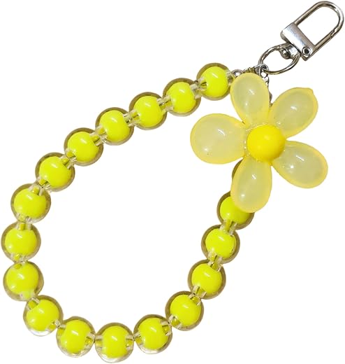 BOLSAVIRA Crystal Resin Phone Charm with Beaded Loop For Women and Girls, Detachable Keyring, Glossy Finish, Cute Floral a...