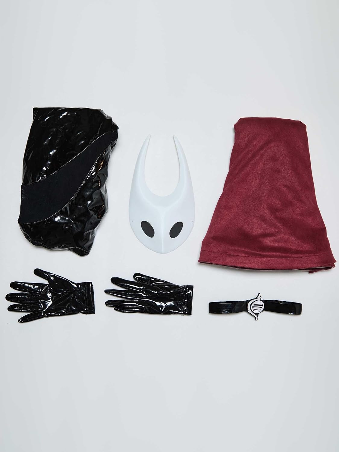 miccostumes Women's Costume Knigt Cosplay Black Bodysuit with Red Cape and Mask - Image 5