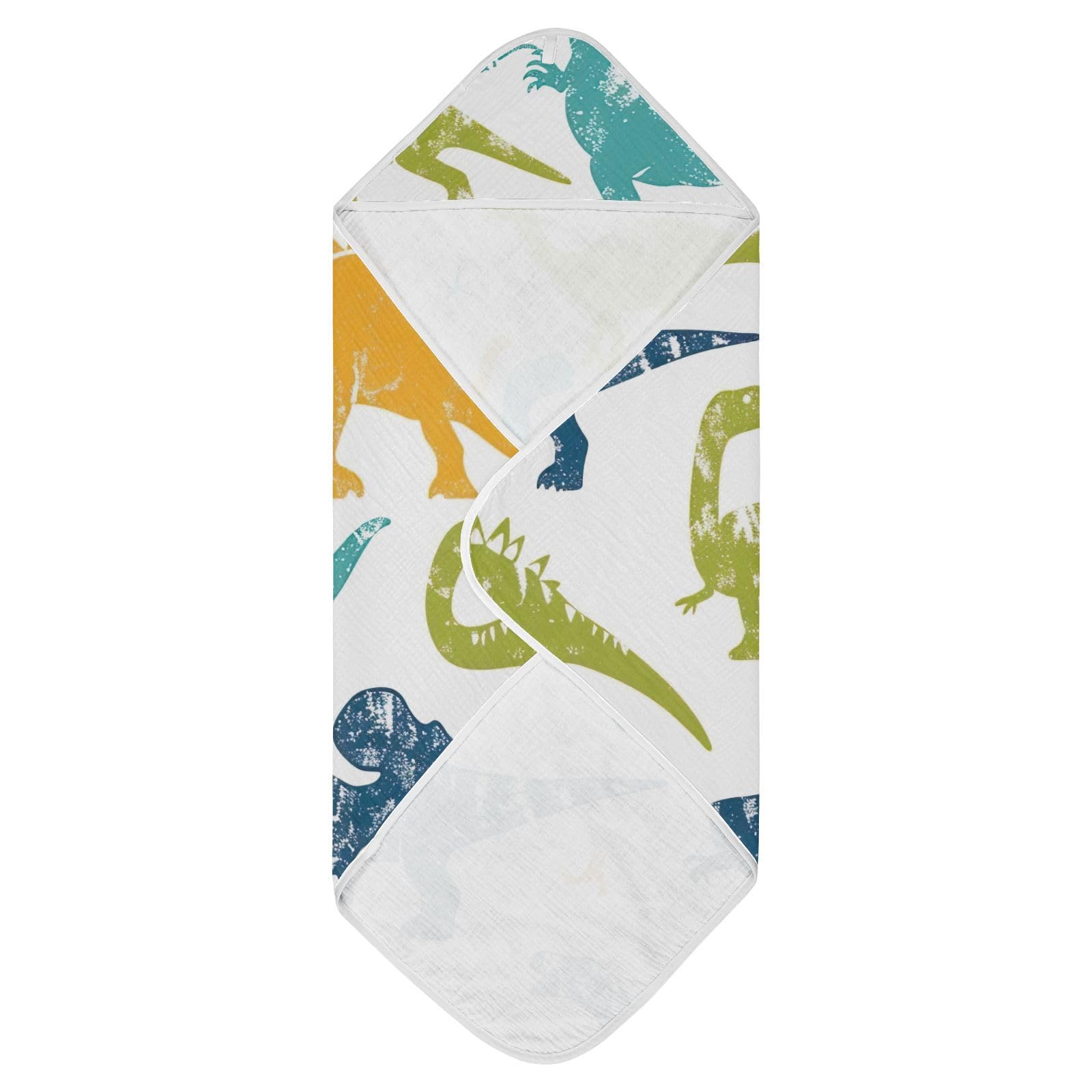 PaChyLuu Cute Dinosaur Baby Hooded Towel Soft Cotton Baby Towels Ultra Absorbent Bath Towel for Babies Boys Girls, 35x35 Inch