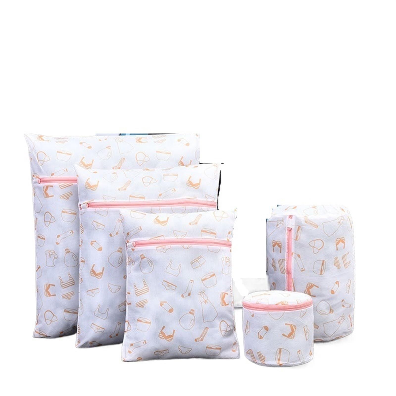 Laundry Bag Thick Laundry Bags In Washing Machine Net Underwear Bra Mesh Bag Not Deformed 5 Pieces Set Printing Bust Wash(B)