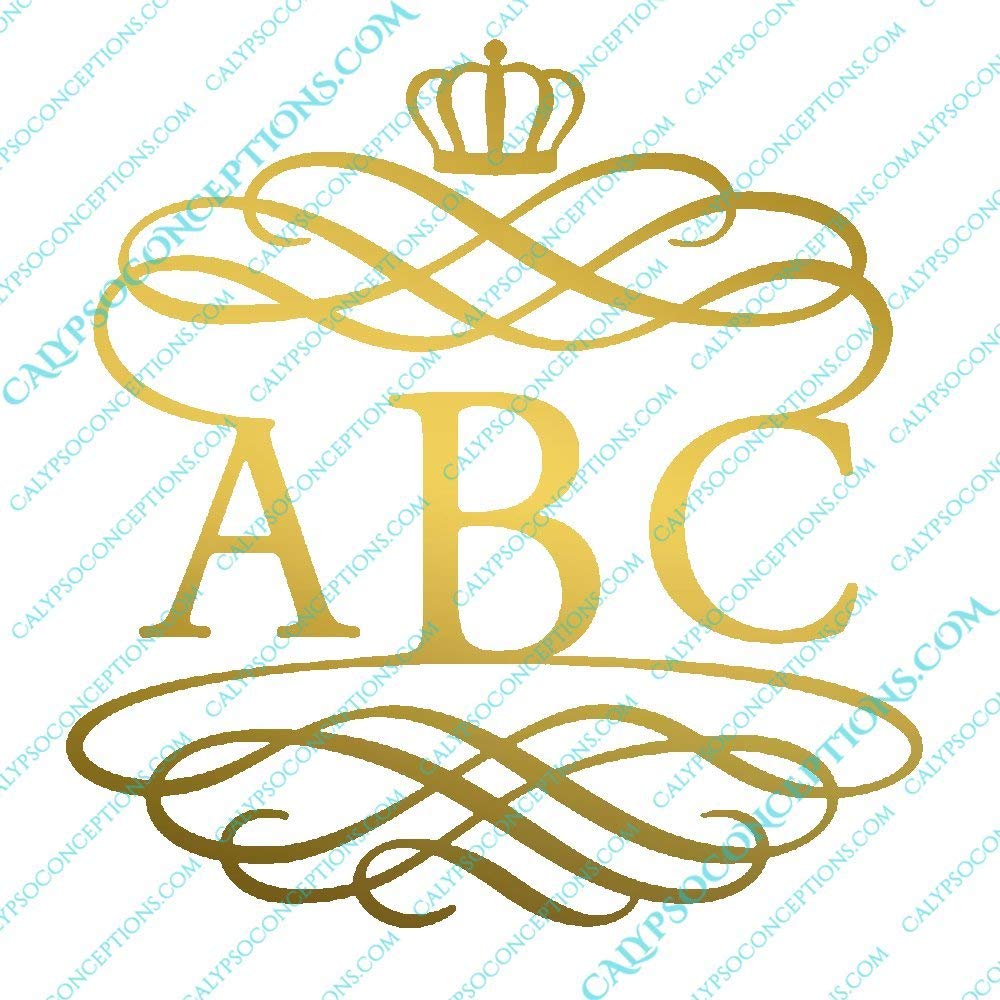 Customizable Royal Monogram Vinyl Decal - Perfect for Laptops, Vehicle windows, Notebooks, Travel Mugs, Yeti cups, etc. Choose Color & Size