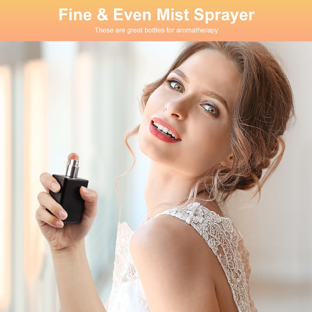 LOPHE 2 x rozpylacz do perfum o pojemności 50 ml, czarny, przenośny mini spryskiwacz, podróżny, dla mężczyzn i kobiet