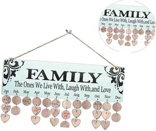 Miniatura 5 de STOBOK 2pcs Birthday Calendar Reminder Birthday Reminder Plaque Calendar Plaque Board Family Birthday Calendar Memorial Plaque Calendars Wooden